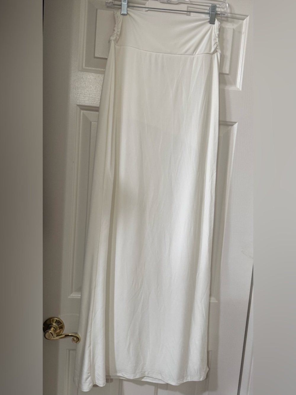 Blue Blush White Maxi Skirt with High Side Slit- Flowing Silhouette *NWOT